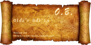 Olár Béla névjegykártya
